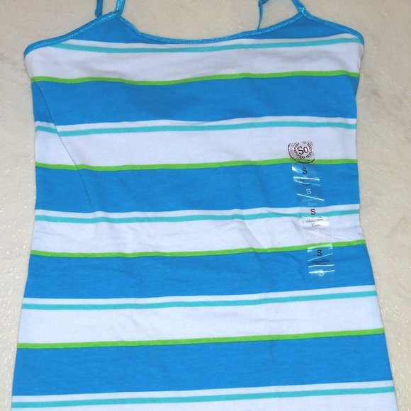 American Heritage Shell / Cami Sz Small NWT White Blues Greens Stretch - Picture 3 of 5